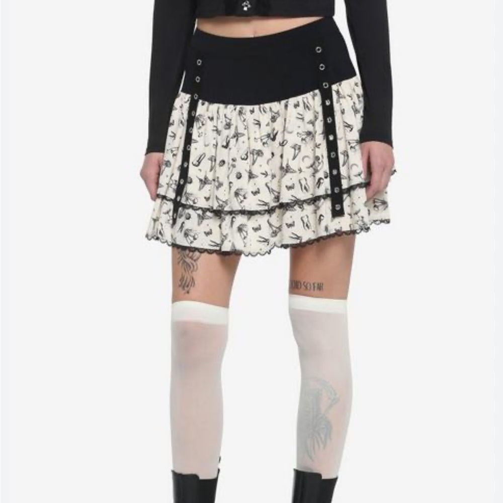 Thorn & Fable Graphic Black and White Layered Skirt